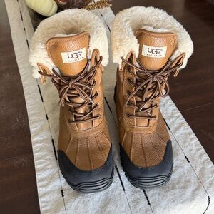 UGG Tan and Black Fur-Lined Snow Boots